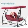 image:imageMCombo 3 Seat Patio Swing Chair Outdoor Swing with Adjustable Canopy Weather Resistant Steel Frame Porch Swing Sets for Backyard Poolside Balcony 4090 BurgundyBurgundy