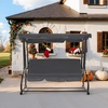 image:imageMCombo 3 Seat Patio Swing Chair Outdoor Swing with Adjustable Canopy Weather Resistant Steel Frame Porch Swing Sets for Backyard Poolside Balcony 4090 BurgundyDark Grey