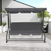 image:imageMCombo 3 Seat Patio Swing Chair Outdoor Swing with Adjustable Canopy Weather Resistant Steel Frame Porch Swing Sets for Backyard Poolside Balcony 4090 BurgundyDark Grey