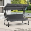 image:imageMCombo 3 Seat Patio Swing Chair Outdoor Swing with Adjustable Canopy Weather Resistant Steel Frame Porch Swing Sets for Backyard Poolside Balcony 4090 BurgundyDark Grey