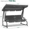 image:imageMCombo 3 Seat Patio Swing Chair Outdoor Swing with Adjustable Canopy Weather Resistant Steel Frame Porch Swing Sets for Backyard Poolside Balcony 4090 BurgundyDark Grey