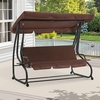 image:imageMCombo 3 Seat Patio Swing Chair Outdoor Swing with Adjustable Canopy Weather Resistant Steel Frame Porch Swing Sets for Backyard Poolside Balcony 4090 BurgundyBrown