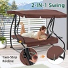 image:imageMCombo 3 Seat Patio Swing Chair Outdoor Swing with Adjustable Canopy Weather Resistant Steel Frame Porch Swing Sets for Backyard Poolside Balcony 4090 BurgundyBrown