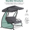 image:imageMCombo 3 Seat Patio Swing Chair Outdoor Swing with Adjustable Canopy Weather Resistant Steel Frame Porch Swing Sets for Backyard Poolside Balcony 4090 BurgundyDark Grey