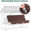 image:imageMCombo 3 Seat Patio Swing Chair Outdoor Swing with Adjustable Canopy Weather Resistant Steel Frame Porch Swing Sets for Backyard Poolside Balcony 4090 BurgundyBrown