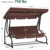 image:imageMCombo 3 Seat Patio Swing Chair Outdoor Swing with Adjustable Canopy Weather Resistant Steel Frame Porch Swing Sets for Backyard Poolside Balcony 4090 BurgundyBrown