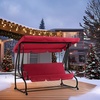 image:imageMCombo 3 Seat Patio Swing Chair Outdoor Swing with Adjustable Canopy Weather Resistant Steel Frame Porch Swing Sets for Backyard Poolside Balcony 4090 BurgundyBurgundy