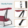 image:imageMCombo 3 Seat Patio Swing Chair Outdoor Swing with Adjustable Canopy Weather Resistant Steel Frame Porch Swing Sets for Backyard Poolside Balcony 4090 BurgundyBurgundy