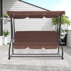 image:imageMCombo 3 Seat Patio Swing Chair Outdoor Swing with Adjustable Canopy Weather Resistant Steel Frame Porch Swing Sets for Backyard Poolside Balcony 4090 BurgundyBrown