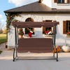 image:imageMCombo 3 Seat Patio Swing Chair Outdoor Swing with Adjustable Canopy Weather Resistant Steel Frame Porch Swing Sets for Backyard Poolside Balcony 4090 BurgundyBrown