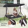 image:imageMCombo 3Seat Outdoor Patio Swing Chair 2in1 Convertible Porch Swing Glider Chair with Removable Cushions Adjustable Canopy amp Pillows for Backyard Deck Garden 4068 BrownBlack