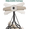 image:imageMCombo 3Seat Outdoor Patio Swing Chair 2in1 Convertible Porch Swing Glider Chair with Removable Cushions Adjustable Canopy amp Pillows for Backyard Deck Garden 4068 BrownBeige
