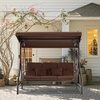 image:imageMCombo 3Seat Outdoor Patio Swing Chair 2in1 Convertible Porch Swing Glider Chair with Removable Cushions Adjustable Canopy amp Pillows for Backyard Deck Garden 4068 BrownBrown