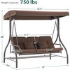 image:imageMCombo 3Seat Outdoor Patio Swing Chair 2in1 Convertible Porch Swing Glider Chair with Removable Cushions Adjustable Canopy amp Pillows for Backyard Deck Garden 4068 BrownBrown