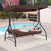 image:imageMCombo 3Seat Outdoor Patio Swing Chair 2in1 Convertible Porch Swing Glider Chair with Removable Cushions Adjustable Canopy amp Pillows for Backyard Deck Garden 4068 BrownBrown