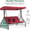 image:imageMCombo 3Seat Outdoor Patio Swing Chair 2in1 Convertible Porch Swing Glider Chair with Removable Cushions Adjustable Canopy amp Pillows for Backyard Deck Garden 4068 BrownBurgundy