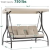 image:imageMCombo 3Seat Outdoor Patio Swing Chair 2in1 Convertible Porch Swing Glider Chair with Removable Cushions Adjustable Canopy amp Pillows for Backyard Deck Garden 4068 BrownBeige