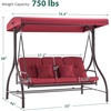 image:imageMCombo 3Seat Outdoor Patio Swing Chair 2in1 Convertible Porch Swing Glider Chair with Removable Cushions Adjustable Canopy amp Pillows for Backyard Deck Garden 4068 BrownBurgundy