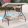 image:imageMCombo 3Seat Outdoor Patio Swing Chair 2in1 Convertible Porch Swing Glider Chair with Removable Cushions Adjustable Canopy amp Pillows for Backyard Deck Garden 4068 BrownBeige