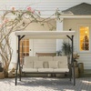 image:imageMCombo 3Seat Outdoor Patio Swing Chair 2in1 Convertible Porch Swing Glider Chair with Removable Cushions Adjustable Canopy amp Pillows for Backyard Deck Garden 4068 BrownBeige