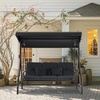 image:imageMCombo 3Seat Outdoor Patio Swing Chair 2in1 Convertible Porch Swing Glider Chair with Removable Cushions Adjustable Canopy amp Pillows for Backyard Deck Garden 4068 BrownBlack