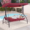 image:imageMCombo 3Seat Outdoor Patio Swing Chair 2in1 Convertible Porch Swing Glider Chair with Removable Cushions Adjustable Canopy amp Pillows for Backyard Deck Garden 4068 BrownBurgundy