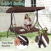 image:imageMCombo 3Seat Outdoor Patio Swing Chair 2in1 Convertible Porch Swing Glider Chair with Removable Cushions Adjustable Canopy amp Pillows for Backyard Deck Garden 4068 BrownBrown