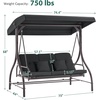 image:imageMCombo 3Seat Outdoor Patio Swing Chair 2in1 Convertible Porch Swing Glider Chair with Removable Cushions Adjustable Canopy amp Pillows for Backyard Deck Garden 4068 BrownBlack
