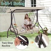 image:imageMCombo 3Seat Outdoor Patio Swing Chair 2in1 Convertible Porch Swing Glider Chair with Removable Cushions Adjustable Canopy amp Pillows for Backyard Deck Garden 4068 BrownBeige