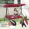 image:imageMCombo 3Seat Outdoor Patio Swing Chair 2in1 Convertible Porch Swing Glider Chair with Removable Cushions Adjustable Canopy amp Pillows for Backyard Deck Garden 4068 BrownBurgundy