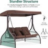 image:imageMCombo 3Seat Outdoor Patio Swing Chair 2in1 Convertible Porch Swing Glider Chair with Removable Cushions Adjustable Canopy amp Pillows for Backyard Deck Garden 4068 BrownBrown