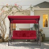 image:imageMCombo 3Seat Outdoor Patio Swing Chair 2in1 Convertible Porch Swing Glider Chair with Removable Cushions Adjustable Canopy amp Pillows for Backyard Deck Garden 4068 BrownBurgundy