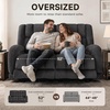 image:imageMCombo 646 Oversized Reclining Loveseat with Heat and Massage Zero Gravity Recliner Loveseat Sofa with Adjustable Headrest and Dual USB Charging Ports Fabric 6855 BrownDark Grey