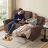 image:imageMCombo 646 Wall Hugger Power Loveseat Recliner Sofa with USB Ports Reclining Loveseat for Small Spaces Living Room RV Fabric PR635M1 Navy BlueDark Brown