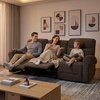 image:imageMCombo 646 Wall Hugger Power Loveseat Recliner Sofa with USB Ports Reclining Loveseat for Small Spaces Living Room RV Fabric PR635M1 Navy BlueDark Brown