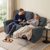 image:imageMCombo 646 Wall Hugger Power Loveseat Recliner Sofa with USB Ports Reclining Loveseat for Small Spaces Living Room RV Fabric PR635M1 Navy BlueDark Grey