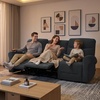image:imageMCombo 646 Wall Hugger Power Loveseat Recliner Sofa with USB Ports Reclining Loveseat for Small Spaces Living Room RV Fabric PR635M1 Navy BlueDark Grey