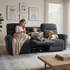 image:imageMCombo 646 Wall Hugger Power Loveseat Recliner Sofa with USB Ports Reclining Loveseat for Small Spaces Living Room RV Fabric PR635M1 Navy BlueDark Grey