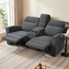 image:imageMCombo 646 Wall Hugger Power Loveseat Recliner Sofa with USB Ports Reclining Loveseat for Small Spaces Living Room RV Fabric PR635M1 Navy BlueDark Grey