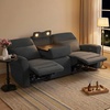 image:imageMCombo 646 Wall Hugger Power Loveseat Recliner Sofa with USB Ports Reclining Loveseat for Small Spaces Living Room RV Fabric PR635M1 Navy BlueDark Grey
