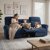 image:imageMCombo 646 Wall Hugger Power Loveseat Recliner Sofa with USB Ports Reclining Loveseat for Small Spaces Living Room RV Fabric PR635M1 Navy BlueNavy Blue