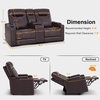 image:imageMCombo 80 Zero Gravity Oversized Power Reclining Loveseat with Adjustable Headrest for Living Room Double Recliner Sofa with USB amp Type C Armrest Storage amp LED Light HTS401SETBrown