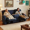 image:imageMCombo 807 W 3 Seater Power Reclining Sofa with Heat and Vibration Massage Zero Gravity Recliner Sofa Couch for Living Room Fabric 6316M3 Brown 3SeaterNavy Blue