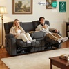 image:imageMCombo 807 W 3 Seater Power Reclining Sofa with Heat and Vibration Massage Zero Gravity Recliner Sofa Couch for Living Room Fabric 6316M3 Burgundy 3SeaterDark Grey