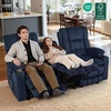 image:imageMCombo 807 W 3 Seater Power Reclining Sofa with Heat and Vibration Massage Zero Gravity Recliner Sofa Couch for Living Room Fabric 6316M3 Burgundy 3SeaterNavy Blue