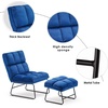 image:imageMCombo Accent Chair with Ottoman Set Modern Armless Chair for Living Room Bedroom Small Space 4013 HeatStamped Fabric Dark BrownBlue