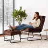 image:imageMCombo Accent Chair with Ottoman Set Modern Armless Chair for Living Room Bedroom Small Space 4013 HeatStamped Fabric Dark BrownBrown