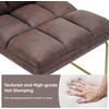 image:imageMCombo Accent Chair with Ottoman Set Modern Armless Chair for Living Room Bedroom Small Space 4013 HeatStamped Fabric Dark BrownDark Brown
