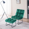 image:imageMCombo Accent Chair with Ottoman Set Modern Armless Chair for Living Room Bedroom Small Space 4013 HeatStamped Fabric Dark BrownDark Green