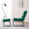 image:imageMCombo Accent Chair with Ottoman Set Modern Armless Chair for Living Room Bedroom Small Space 4013 HeatStamped Fabric Dark BrownDark Green